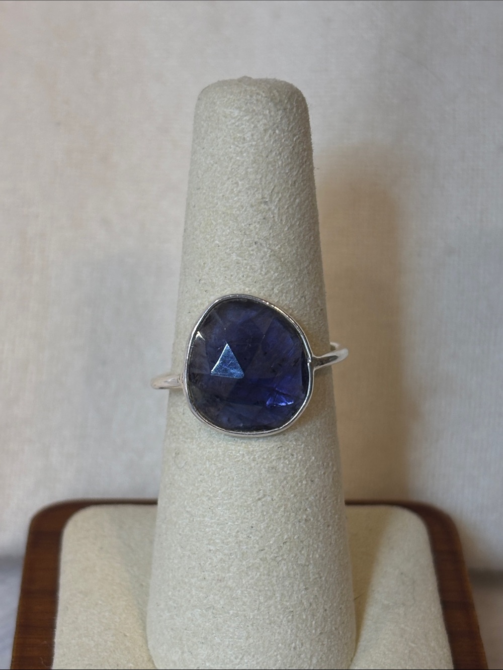 Genuine Tanzanite Flat Stacker 925 Sterling Silver Ring